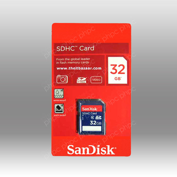 SanDisk SDHC card packaging with red background