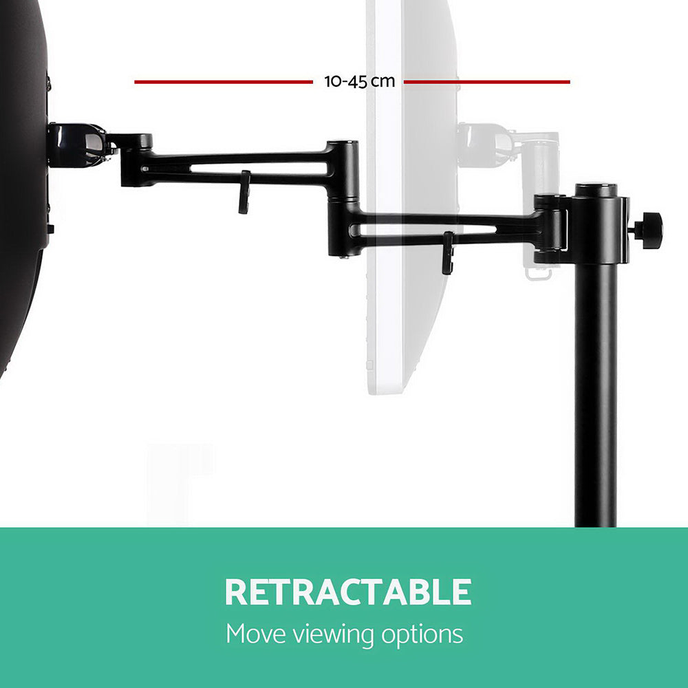 Retractable arm with measurement details on a white background