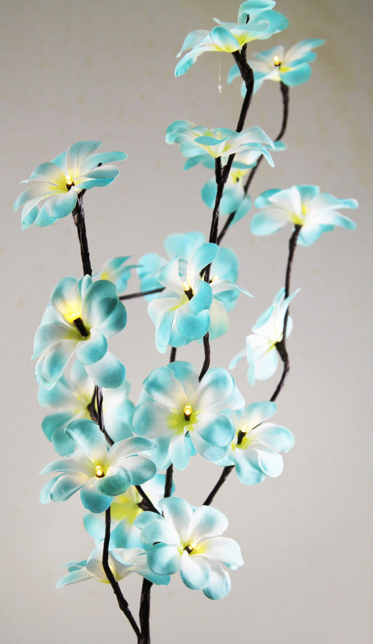 1 Set of 50cm H 20 LED Blue Frangipani Tree Branch Stem Fairy Light Wedding Event Party Function Table Vase Centrepiece Tropi