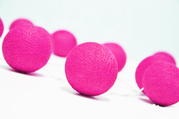50 Ball HOT Pink LONG 5m String Light Battery Box 5cm Cotton Ball Christmas Birthday Bbay Girl Special Occasion Decoration