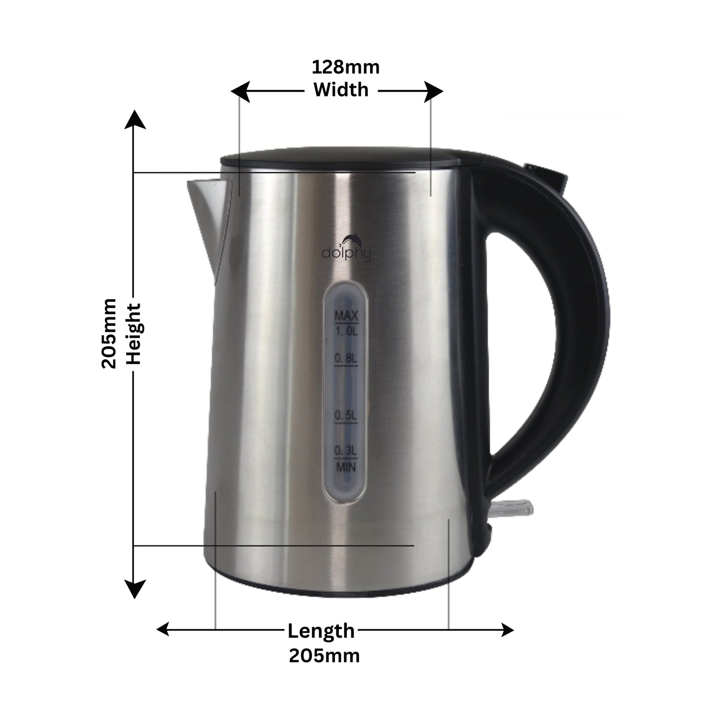 1.0L Brushed Silver Stainless Steel Kettle - Oz Online Deals Appliances > Kitchen Appliances > Kettles (Image 2)