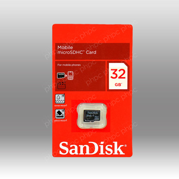 SanDisk microSDHC card packaging with red background