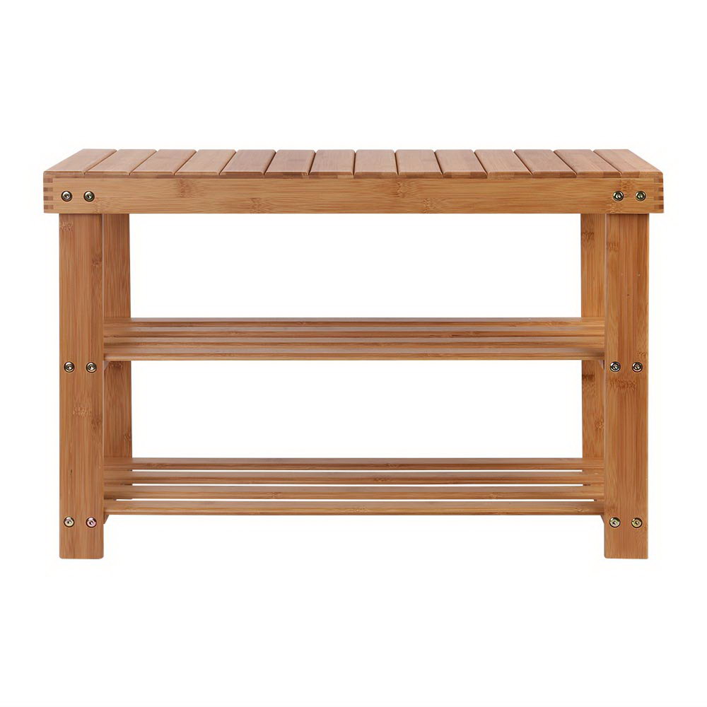 Artiss Shoe Rack Shoe Bench 10 Pairs Bamboo - Image 3