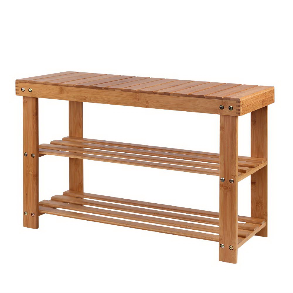 Artiss Shoe Rack Shoe Bench 10 Pairs Bamboo - Image 8