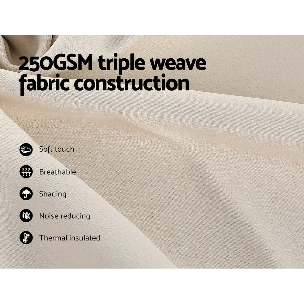 Artiss 2X Blockout Curtains Eyelet 240x230cm Beige - Image 5