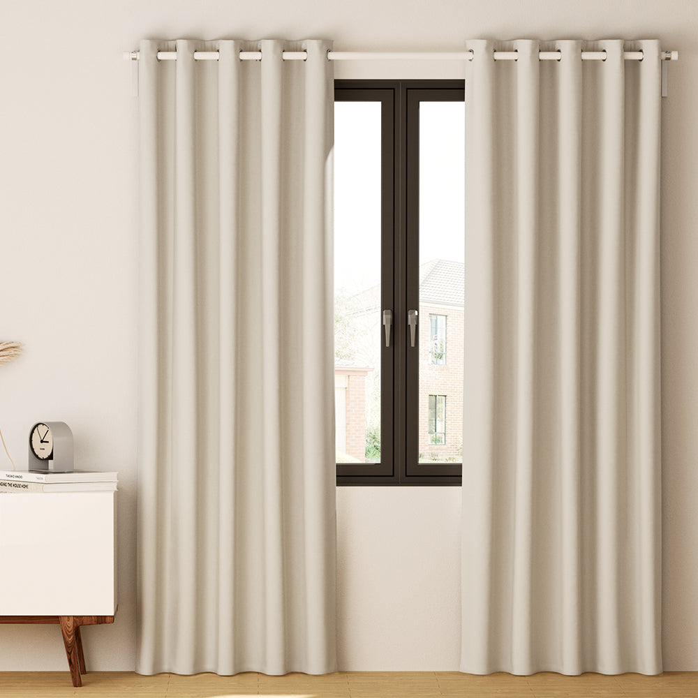 Artiss 2X Blockout Curtains Eyelet 240x230cm Beige - Image 8