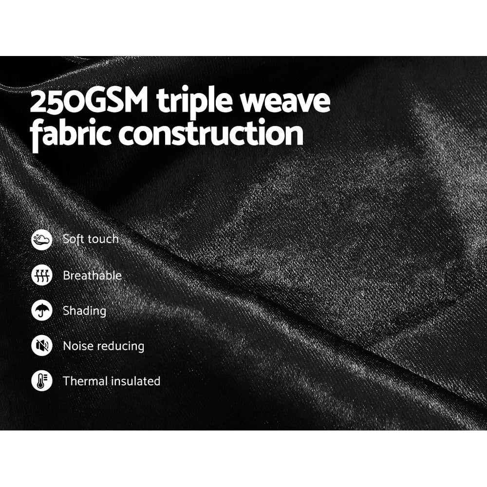 Artiss 2X Blockout Curtains Eyelet 300x230cm Black Shine - Image 4
