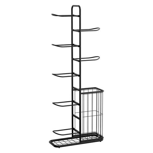 Everfit Ball Storage Rack Sports Equipment Organizer 7-Tier with Basket for Garage Gym Black - Image 1