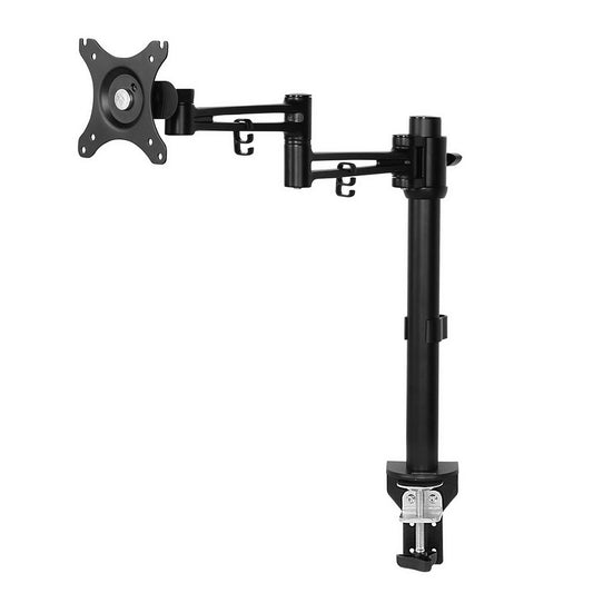 Black monitor stand on a white background