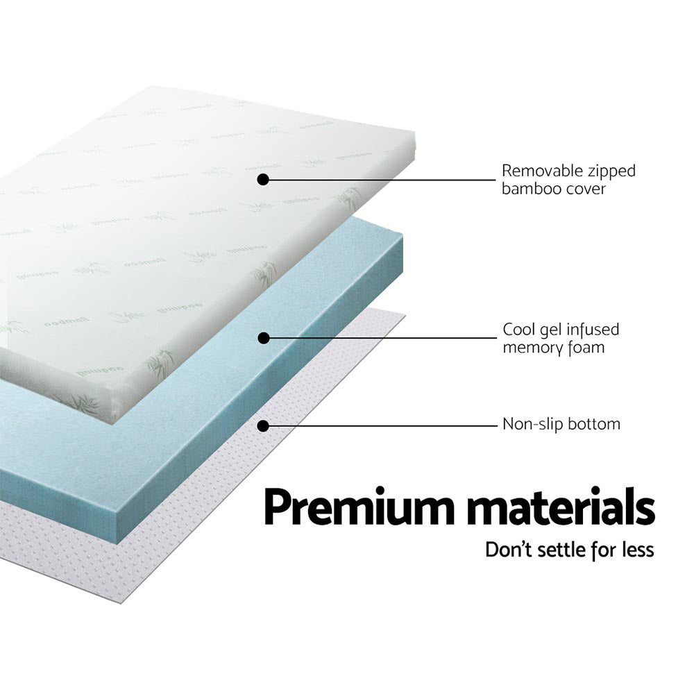 Giselle Bedding Memory Foam Mattress Topper Cool Gel 8cm Single - Image 5
