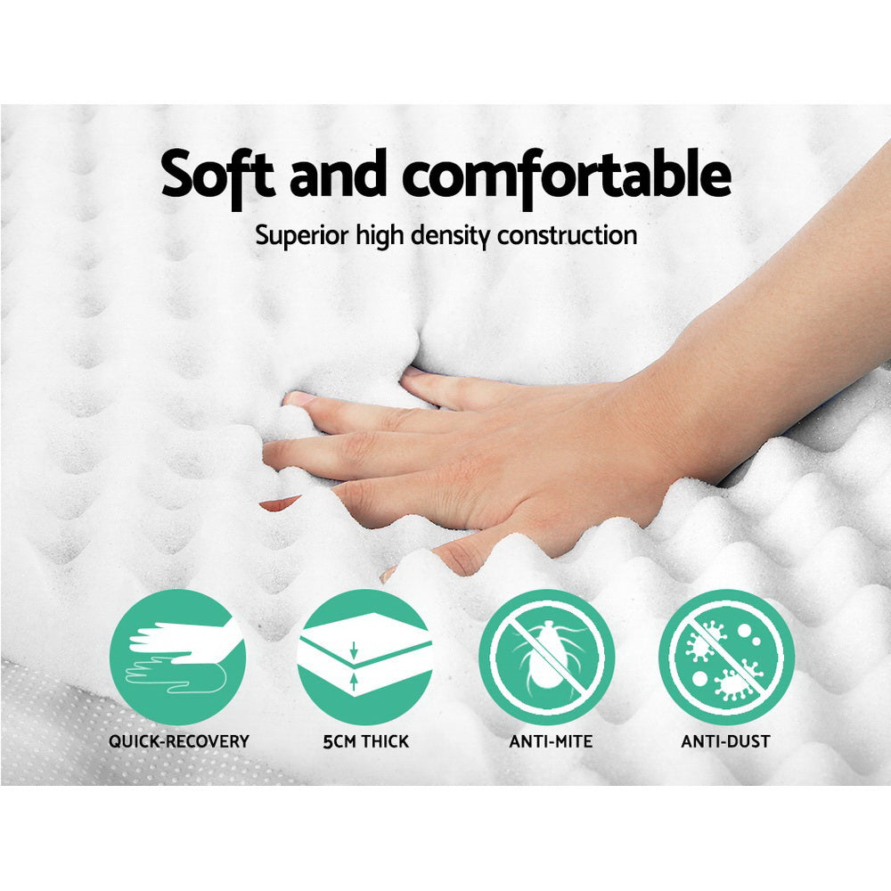 Giselle Bedding Memory Foam Mattress Topper Egg Crate 5cm King - Image 4