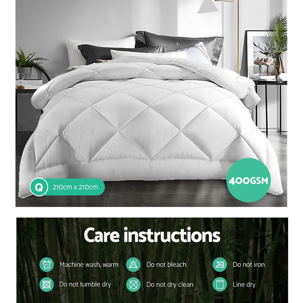 Giselle Bedding 400GSM Microfibre Bamboo Quilt Queen - Image 7