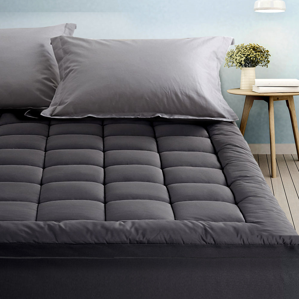 Giselle Bedding Mattress Topper Pillowtop Bamboo Charcoal Single - Image 1