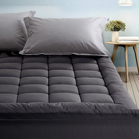 Giselle Bedding Mattress Topper Pillowtop Bamboo Charcoal Single - Image 1