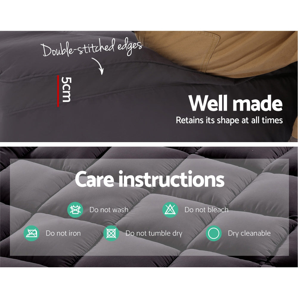 Giselle Bedding Mattress Topper Pillowtop Bamboo Charcoal Single - Image 3