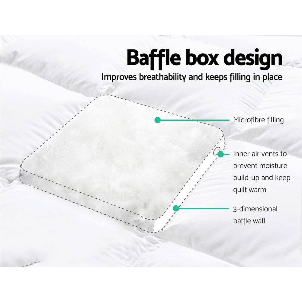 Giselle Queen Mattress Topper Pillowtop 1000GSM Microfibre Filling Protector - Image 4