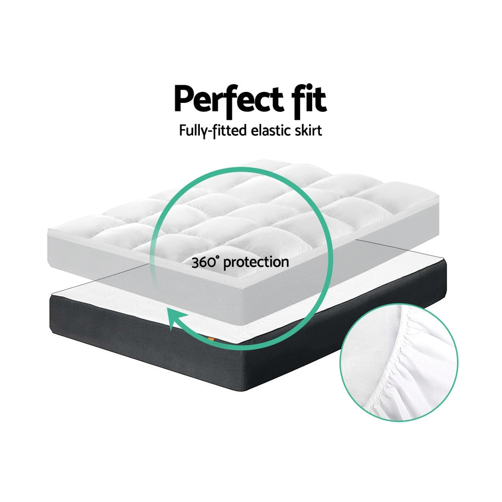 Giselle Queen Mattress Topper Pillowtop 1000GSM Microfibre Filling Protector - Image 6