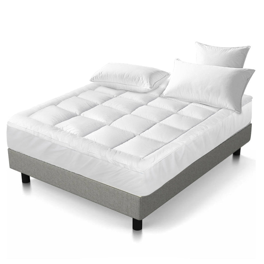 Giselle Queen Mattress Topper Pillowtop 1000GSM Microfibre Filling Protector - Image 8