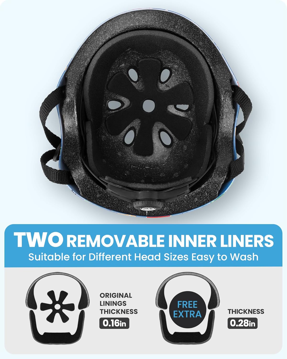 OutdoorMaster Youth & Kids Bike Helmet - Adjustable Multi-Sports Skateboard Helmet with Removable Liners for Balance Bike, Kids Scooter, One Wheel Hoverboard,Graffiti-style helmet-Dino Volcanoland