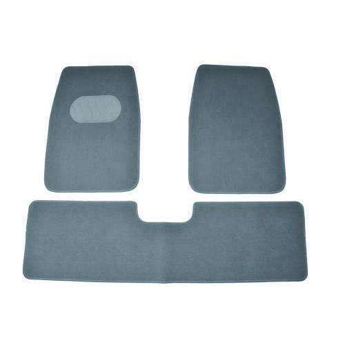 Set of three gray car mats on a white background