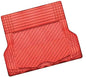 Red car boot floor mat with textured pattern on a white background