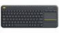 Logitech Wireless Keyboard K400 Plus, Black, USB Receiver, Inbuilt Touch Pad Powered by 2xAA, included