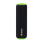 Black portable device with green accents on a white background