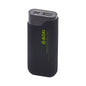 Black power bank with USB ports on a white background