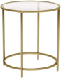 Gold Round Side Table with Golden Metal Frame Robust and Stable