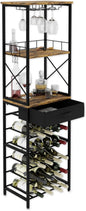 Wine rack with bottles, glasses, and decanter on a white background