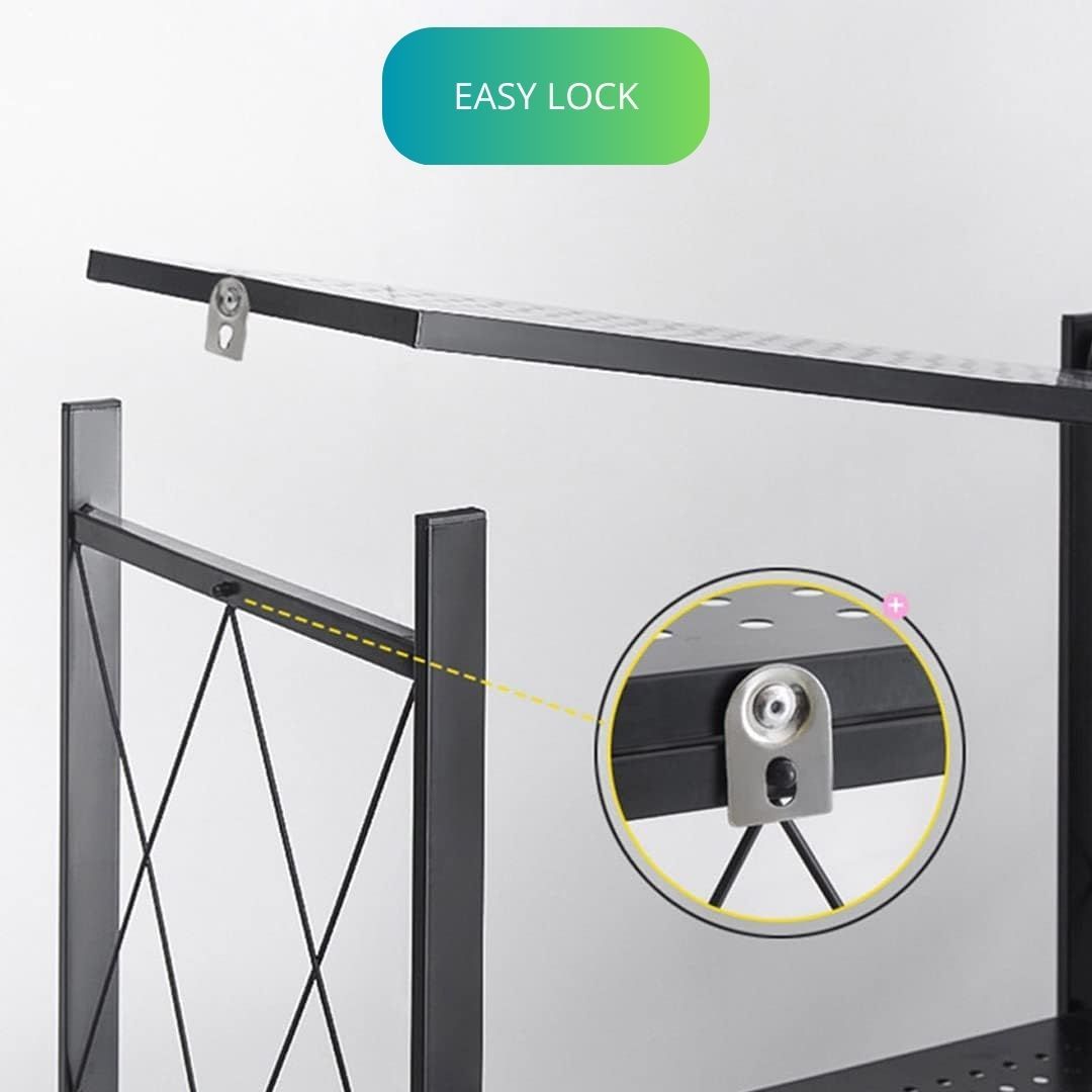 Metal gate with an 'Easy Lock' feature on a white background