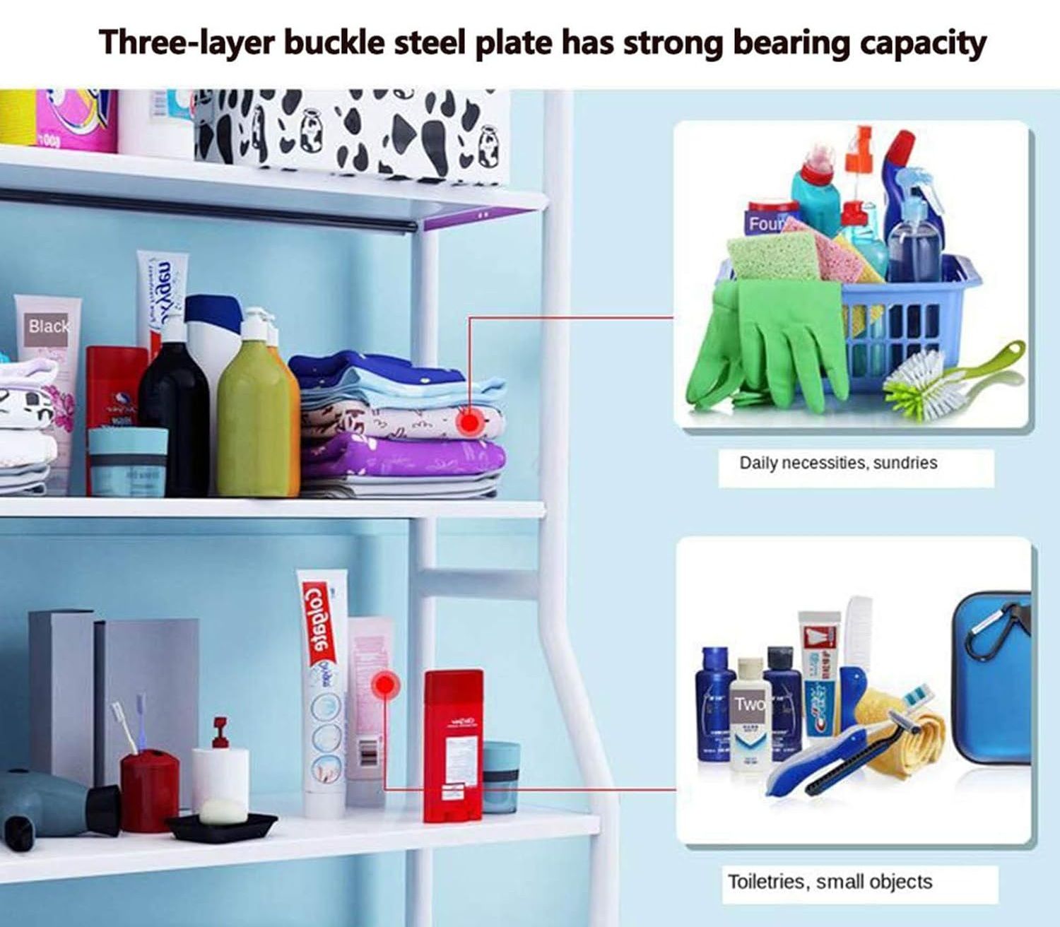 white shelf with a variety of items on shelves