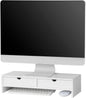 White Monitor Stand Desk Organizer with 2 Drawers