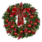 Christabelle 71cm Christmas Wreath Lush Green Holiday Door Wreath with Red Berries, Baubles & Pine Cones Pre-Decorated Festive Wall or Front Door Decoration