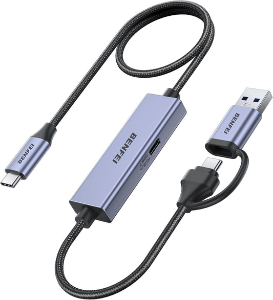 USB adapter with multiple connectors on a white background