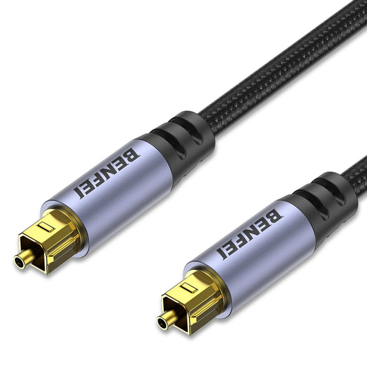 Benefi audio cable with gold connectors on a white background