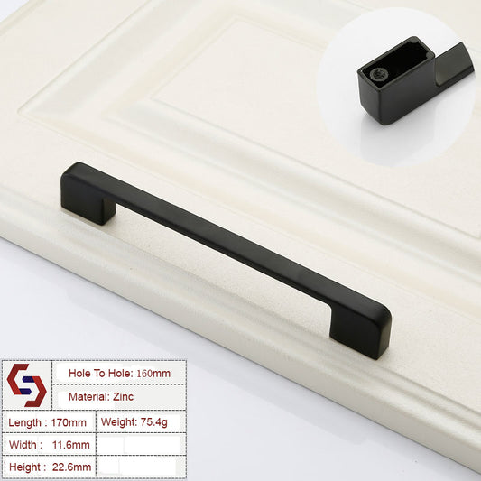 Zinc Kitchen Cabinet Handles Drawer Bar Handle Pull black color hole to hole size 160mm - Image 1