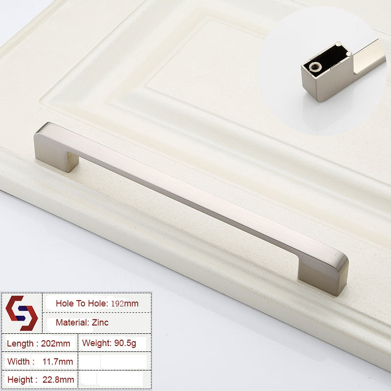 Zinc Kitchen Cabinet Handles Drawer Bar Handle Pull brushed silver color hole to hole size 192mm - Image 1
