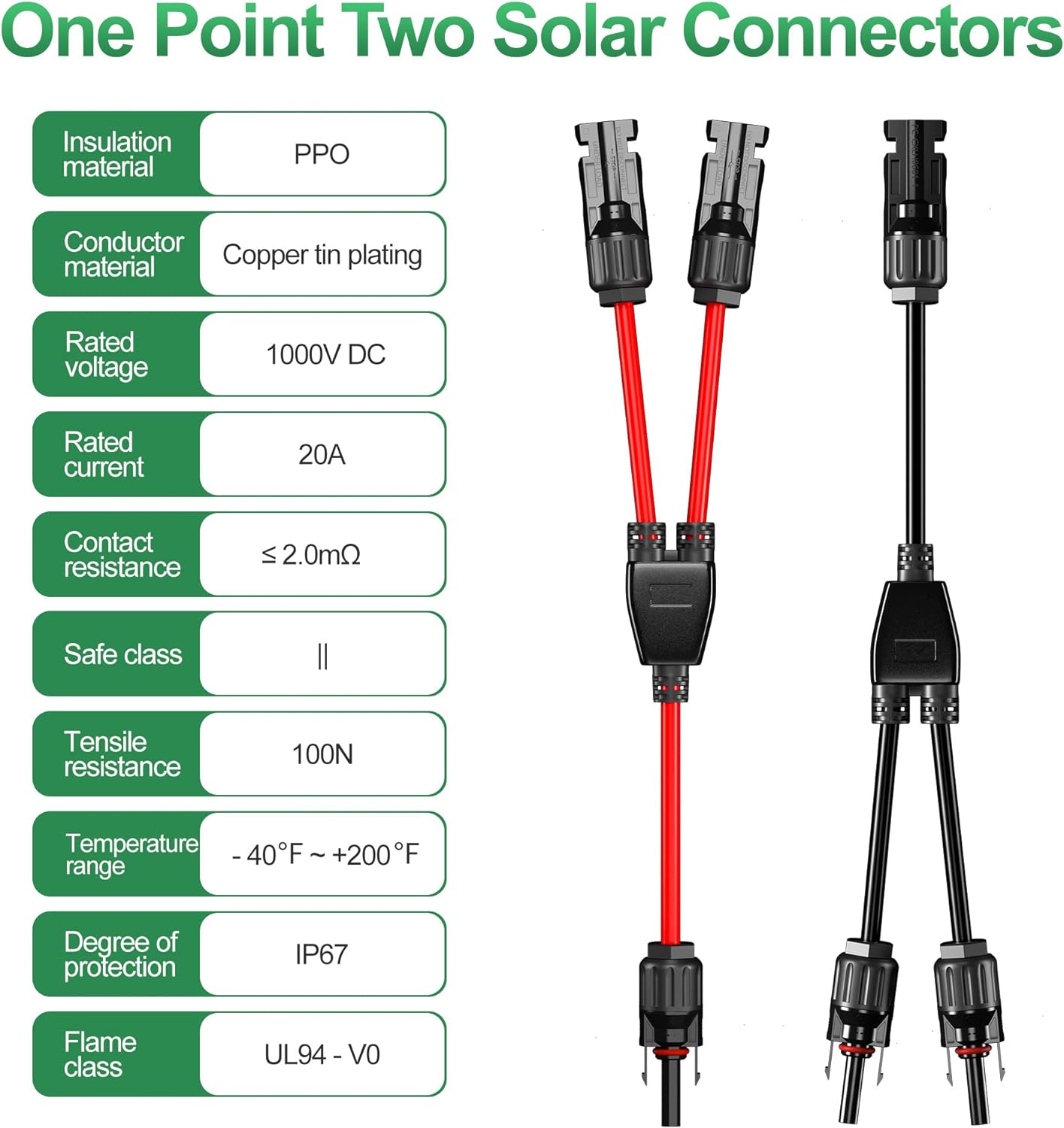 1 Pair Solar Connector Y Branch Parallel Adapter Cable Solar Panel Connectors Wire Plug Solar Panel - Oz Online Deals Auto Ac