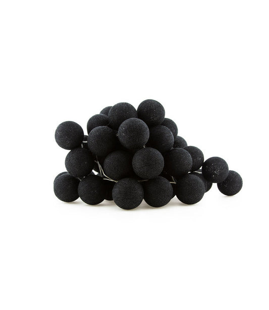 1 Set of 20 LED Black 5cm Cotton Ball Battery Powered String Lights Christmas Gift Home Wedding Party Bedroom Decoration Outd