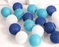 1 Set of 20 LED Blue 5cm Cotton Ball Battery Powered String Lights Christmas Gift Home Wedding Party Boys Bedroom Decoration 