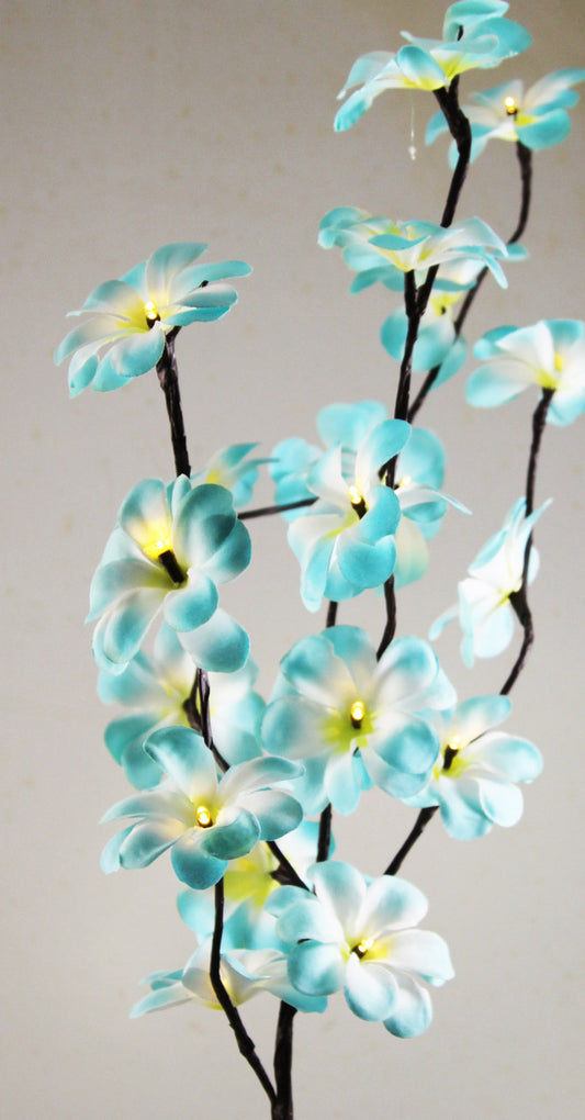 1 Set of 50cm H 20 LED Blue Frangipani Tree Branch Stem Fairy Light Wedding Event Party Function Table Vase Centrepiece Tropi