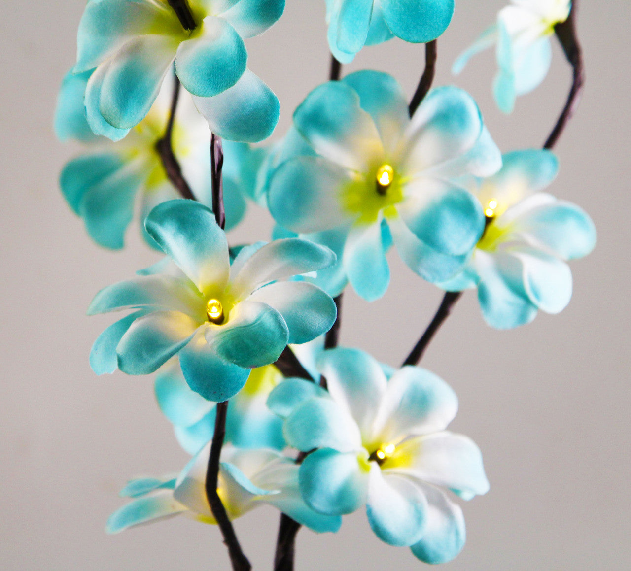 1 Set of 50cm H 20 LED Blue Frangipani Tree Branch Stem Fairy Light Wedding Event Party Function Table Vase Centrepiece Tropi