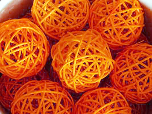 1 Set of Orange 5cm Rattan Cane 50 Ball Battery Powered LONG 5m String Lights Christmas Gift Home Wedding Party Bedroom Decor
