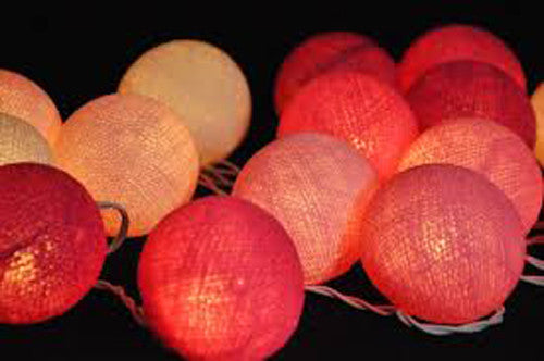 1 Set of 20 LED Pink 5cm Cotton Ball Battery Powered String Lights Christmas Gift Home Wedding Party Girl Bedroom Decoration 