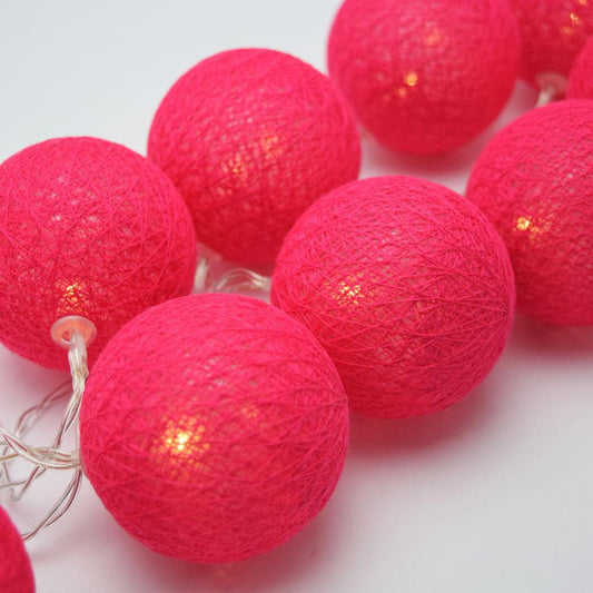 1 Set of 20 LED Red 5cm Cotton Ball Battery Powered String Lights Christmas Gift Home Wedding Party Bedroom Decoration Outdoo