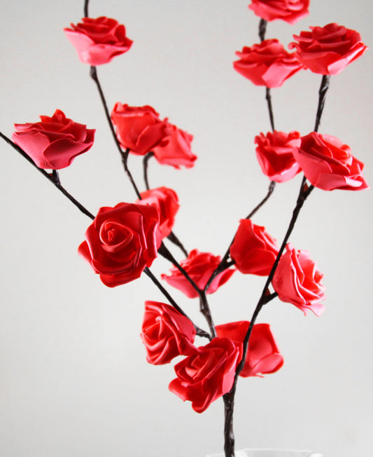 1 Set of 50cm H 20 LED Red Rose Tree Branch Stem Fairy Light Wedding Event Party Function Table Vase Centrepiece Decoration -