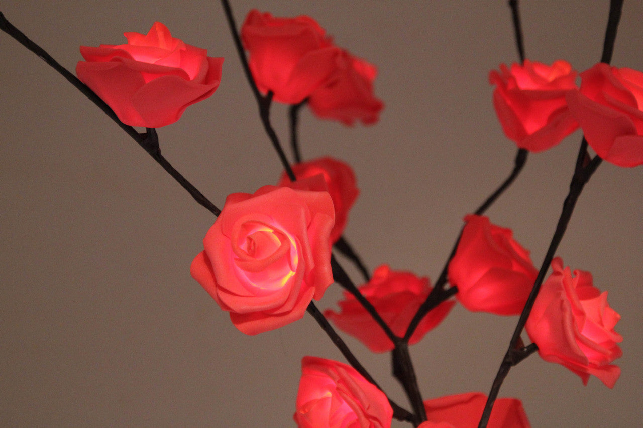 1 Set of 50cm H 20 LED Red Rose Tree Branch Stem Fairy Light Wedding Event Party Function Table Vase Centrepiece Decoration -