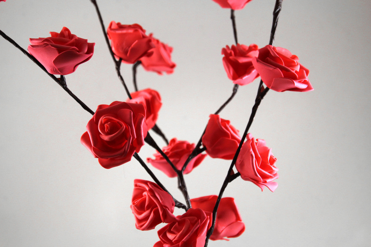 1 Set of 50cm H 20 LED Red Rose Tree Branch Stem Fairy Light Wedding Event Party Function Table Vase Centrepiece Decoration -