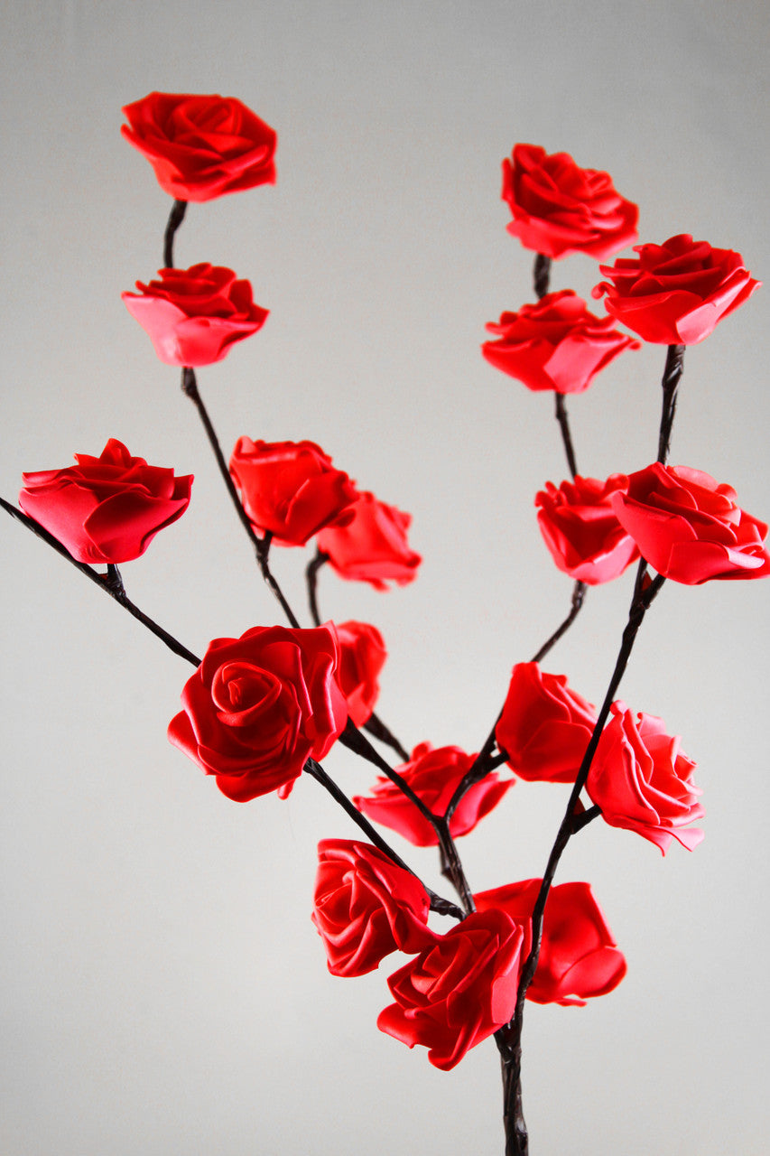 1 Set of 50cm H 20 LED Red Rose Tree Branch Stem Fairy Light Wedding Event Party Function Table Vase Centrepiece Decoration -